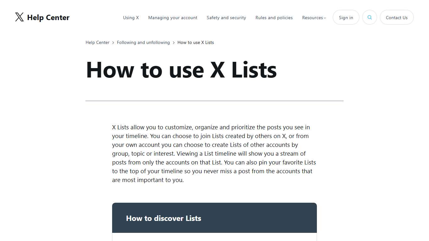 About X Lists