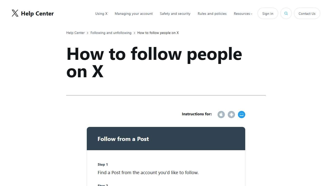 How to follow people on X